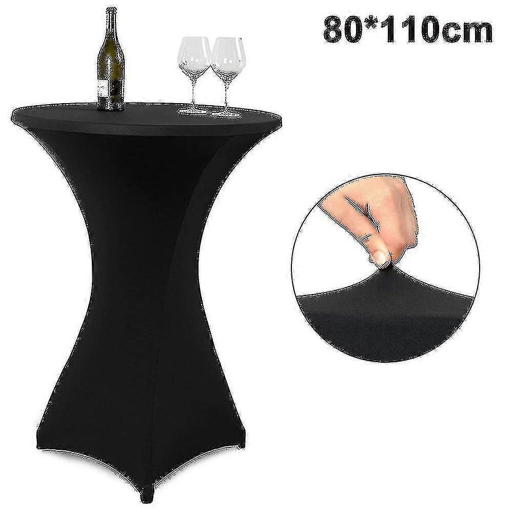 Cocktail rotondo Spandex Table Cover, elasticizzato a quattro vie, nero, 80x110cm
