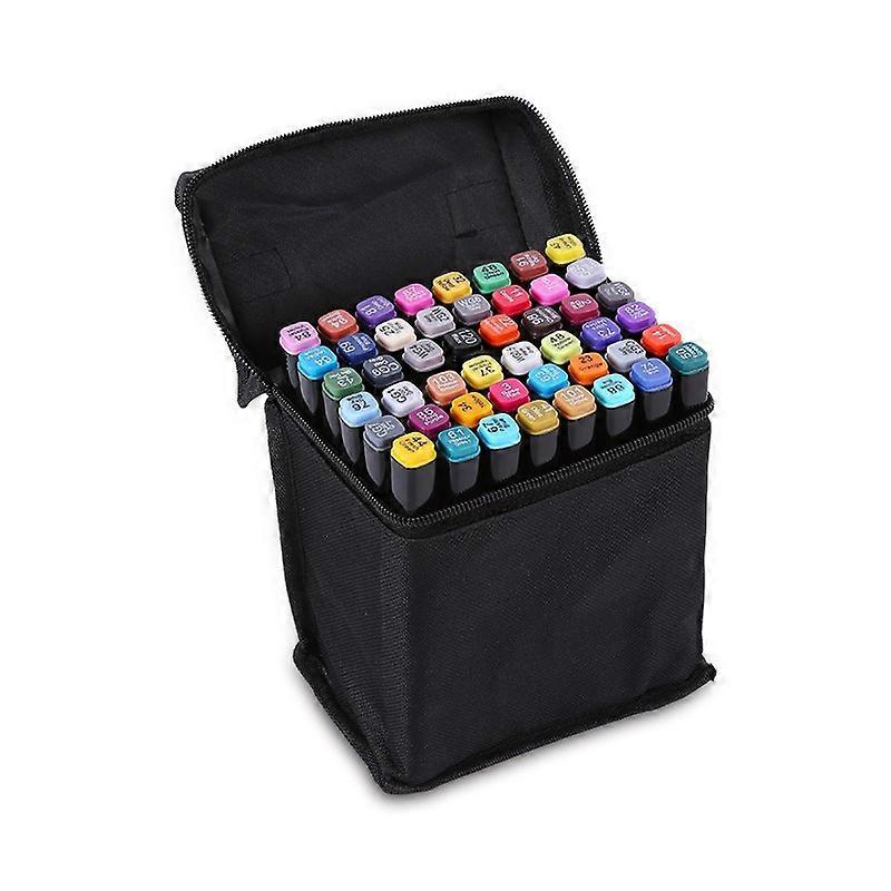 ZK-Pack of 40 - Felt Tip Pens with Case - Double Sided Multicolor Pens