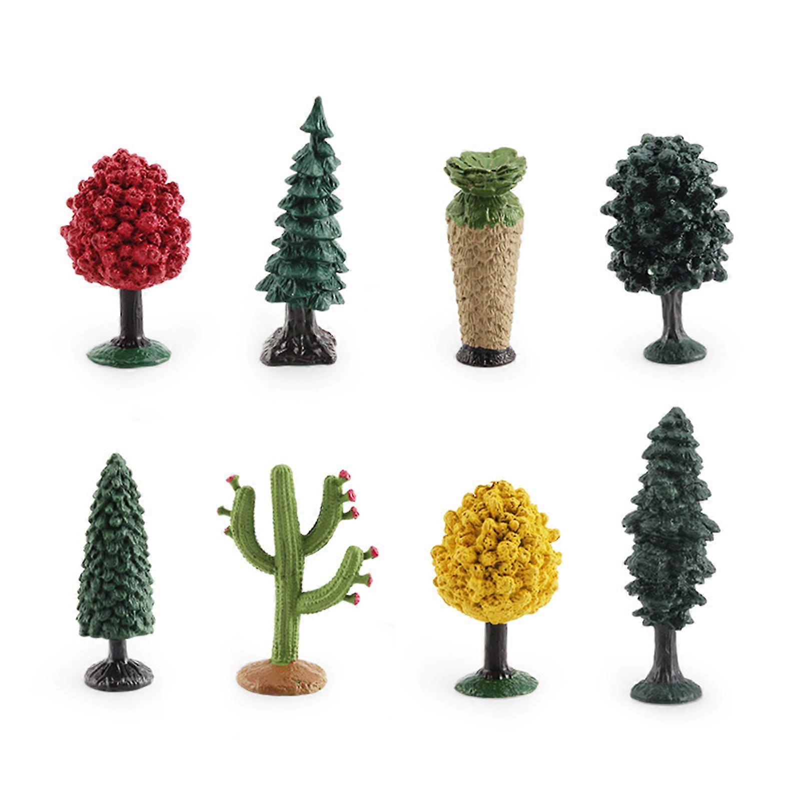 8pcs Simulation Trees Plants Action Figures Delicate and Compact Trees Plants Figurines for Kids Birthday Children\'s