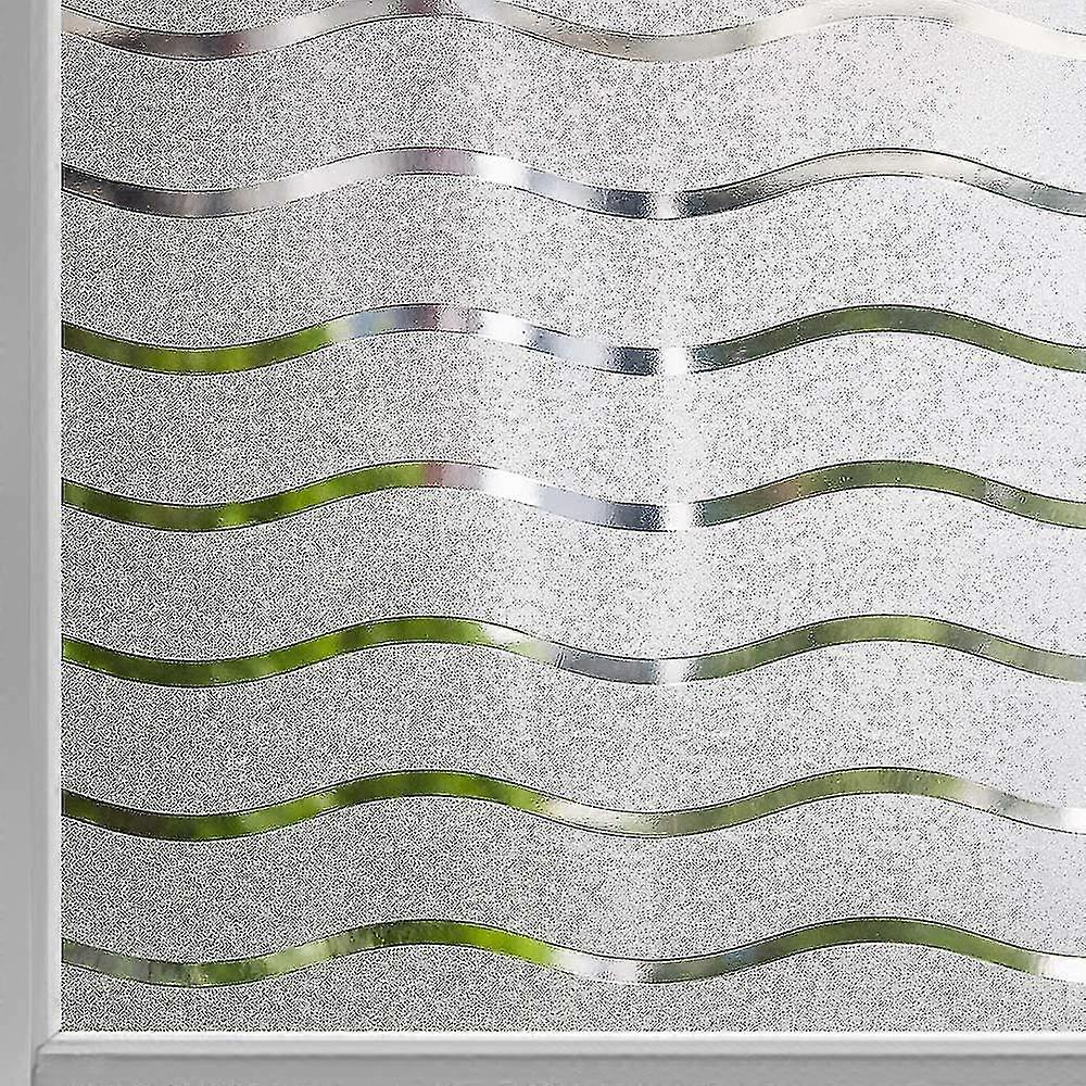 Frosted Window Film Provide Privacy Anti-uv Static Window Film Non-stick Decorative Window Sticker Wave Pattern 60x200cm