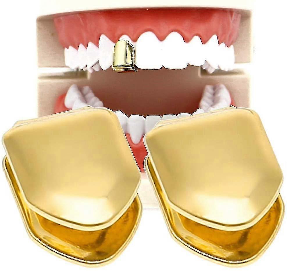 2 Pieces 14k Plated Gold Mouth Teeth Teeth Plain