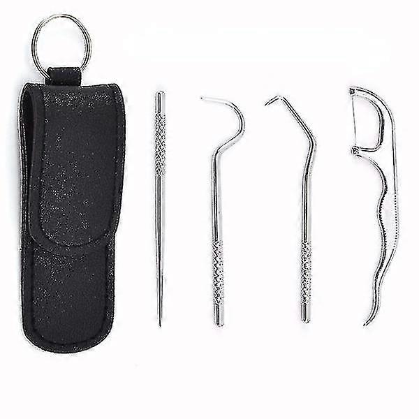 Oral Care Portable Titanium Toothpicks Bag Set Reusable