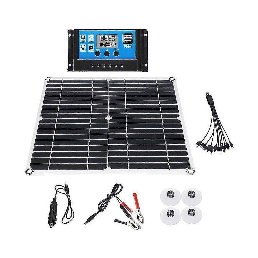 12v Portable Solar Panel Kit 2 Usb Charger Port With 60a Solar Charge Controller Off Grid Monocryst