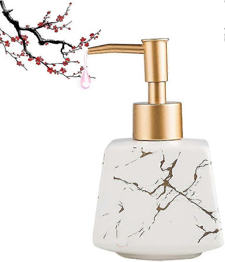 Ceramic Liquid Soap Pump,marble Texture 260ml,bathroomwhite