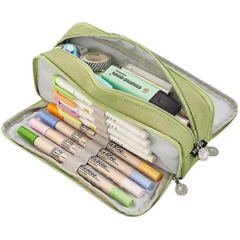 Astuccio Grande Con 3 Scomparti – Organizer Per Scuola E Ufficio, Capacità 55 Penne, Tela Impermeabile, Nero - 2