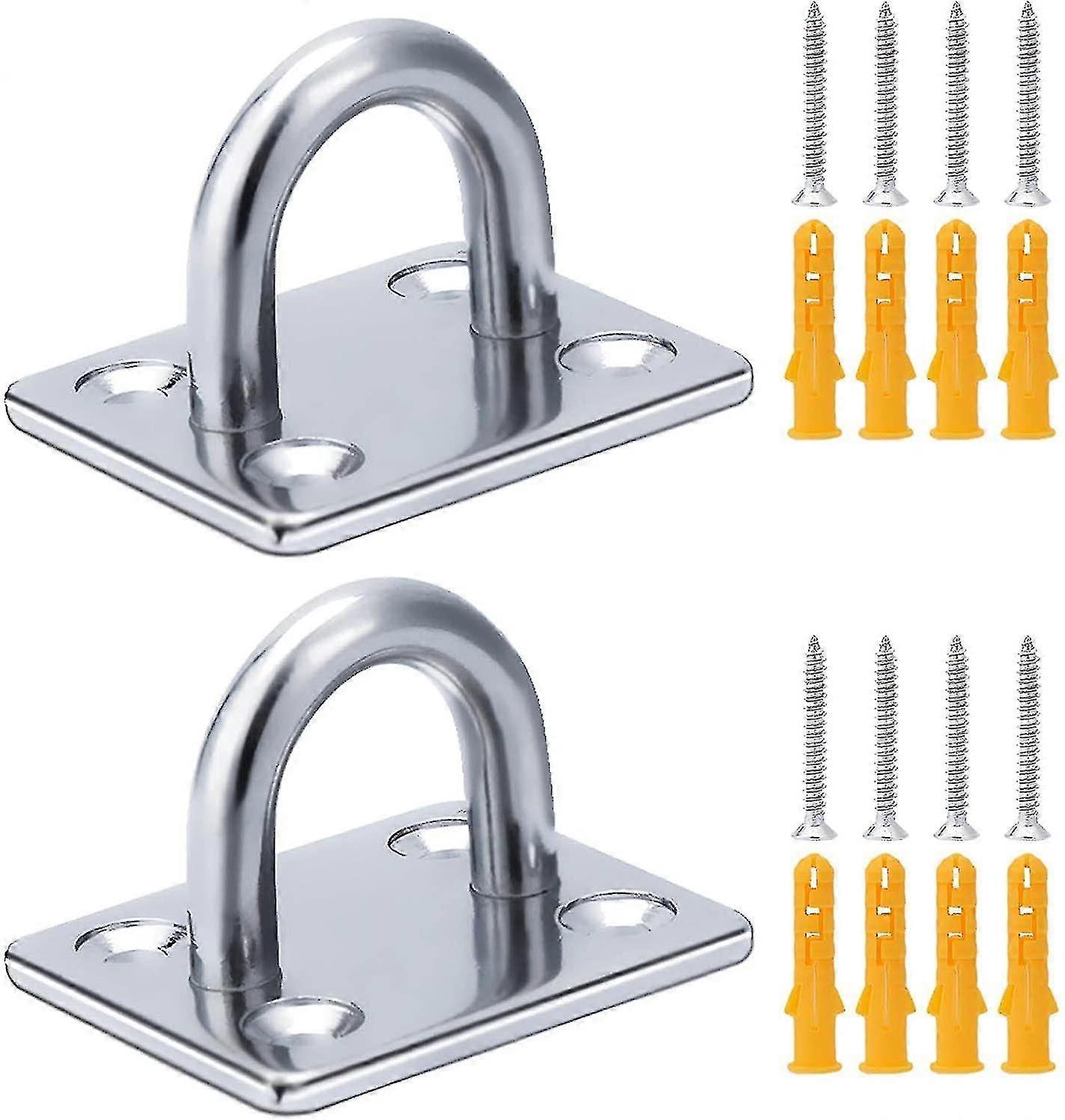 2pcs M6 Eye Plate Marine Hardware Staple Ring Hook Loop Stainless Steel Pad Eye