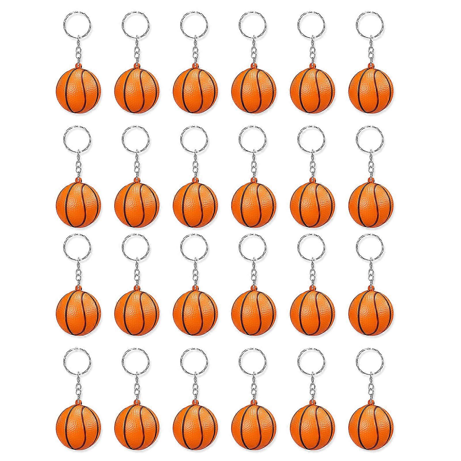 24Pcs Stress Relief Toy Durable Basketball Keychain Stress Relief Toy for School Carnivals Sports Fans