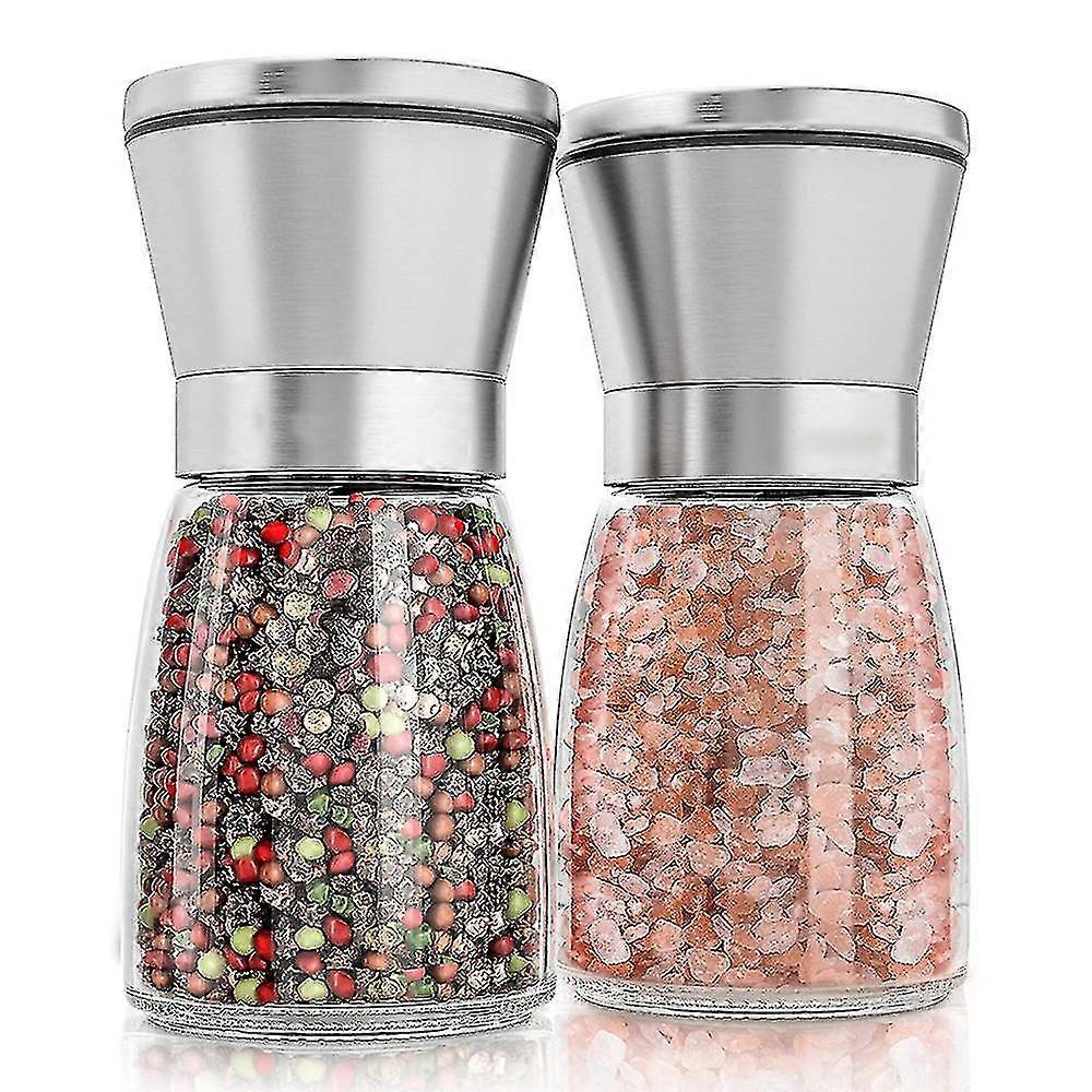 2 Piece Set Stainless Steel Salt And Pepper Grinder Adjustable Ceramic