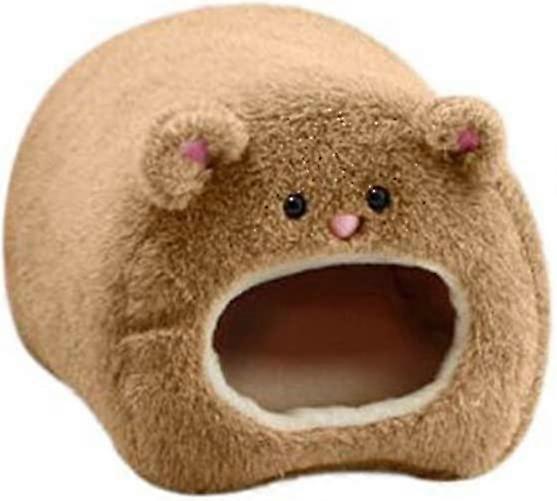 plush hamster hammock warm warming soft bed for rat rabbit, brown