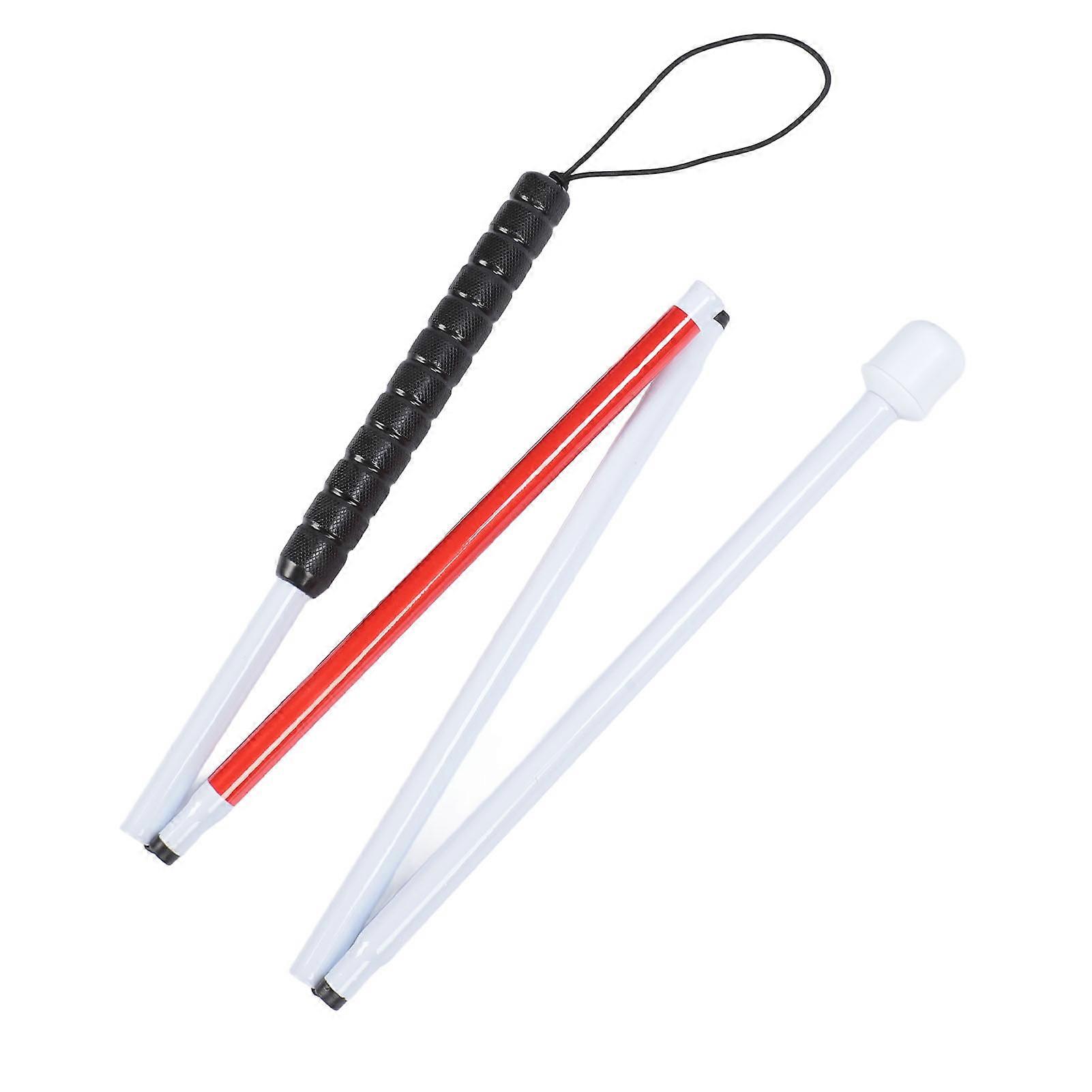 Blind Cane Anti Slip Folding Blind Cane Mobility Stick Aluminum Alloy Rubber Blind Walking Stick with Strap for Blind People
