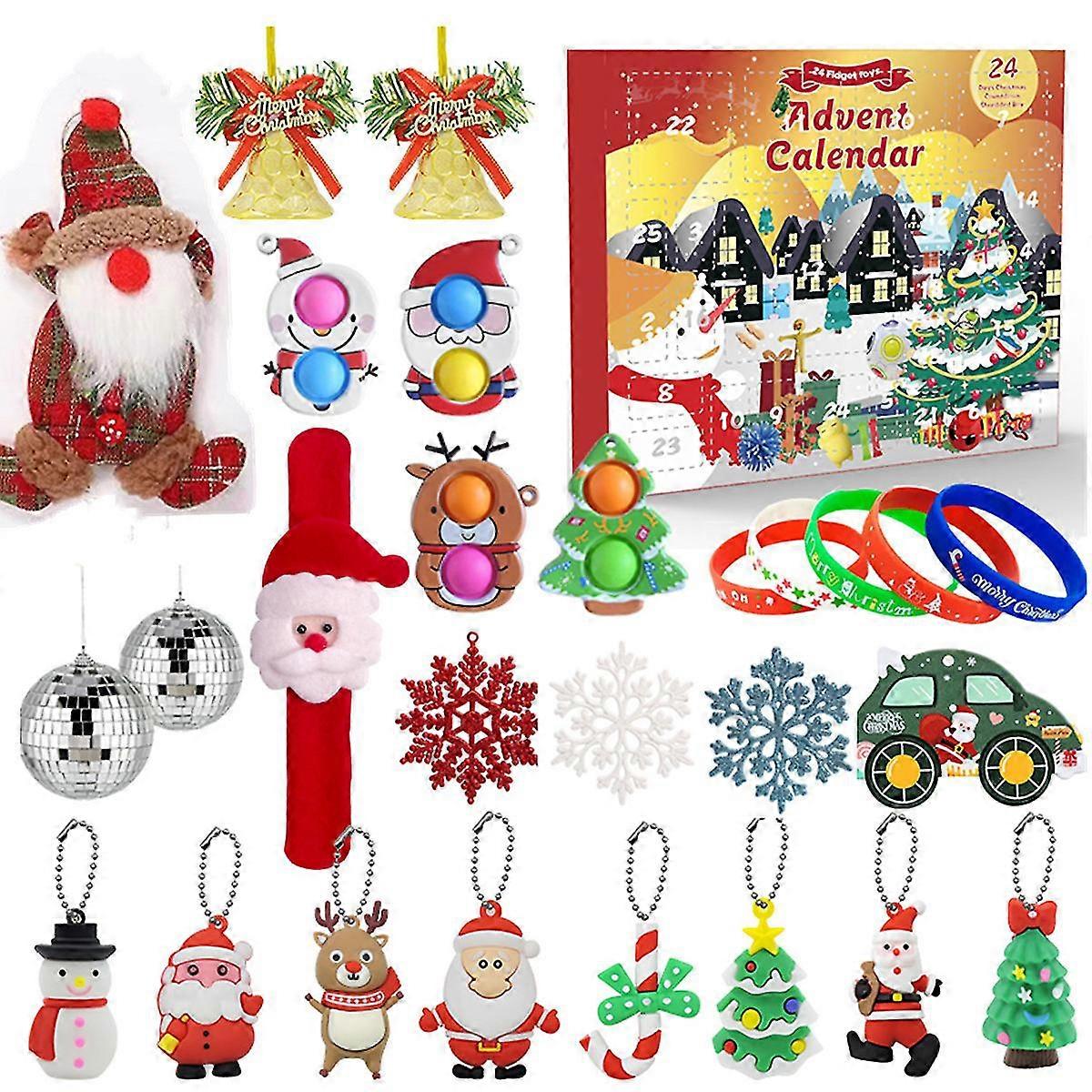 Christmas Double-sided Blind Box Set Diy Dekompresjon Venting Sensoriske leker 24-dagers Countdown Gift Box