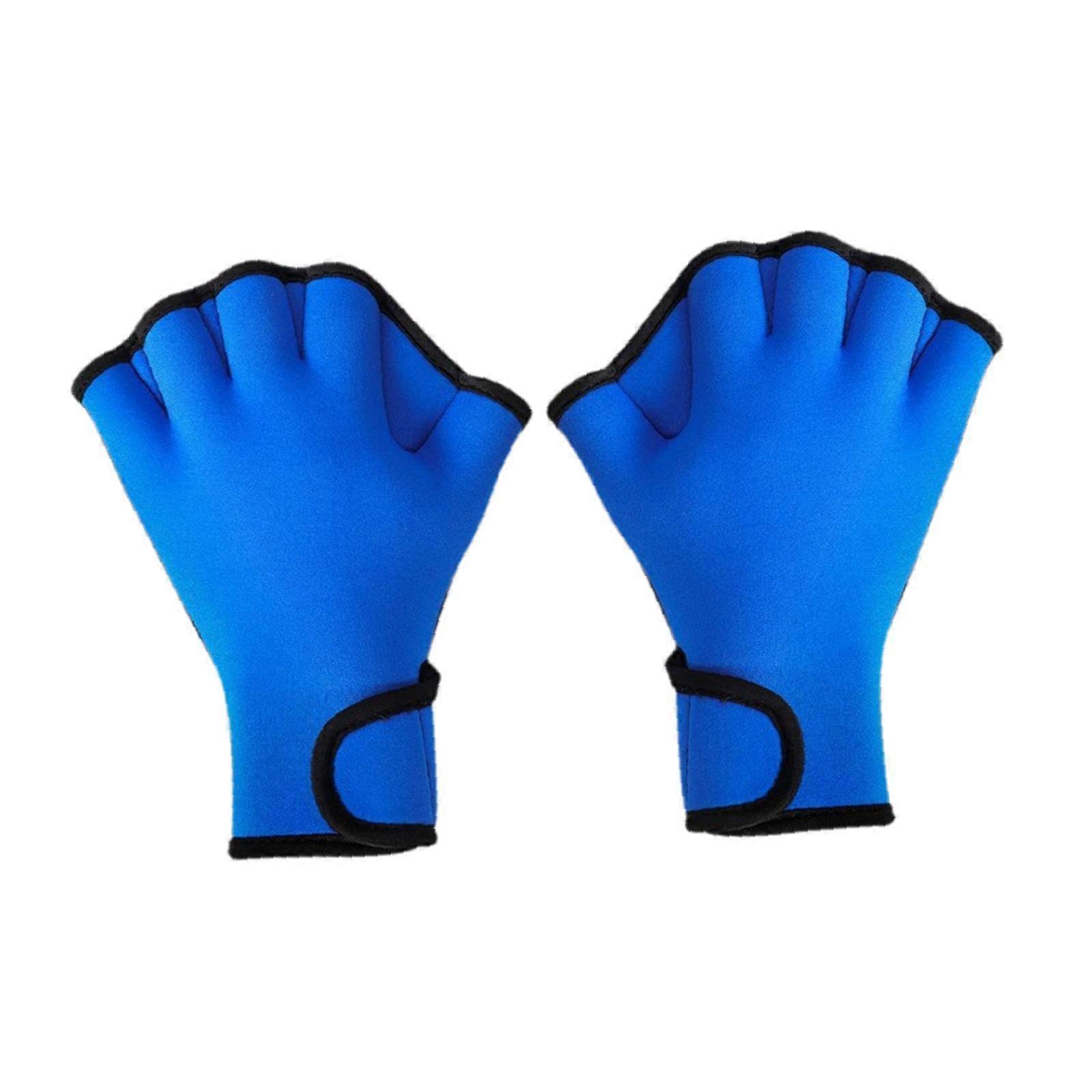 Webbed svømmehansker Akvatiske hansker for vann Aerobic Swim Training Dykking L Blue
