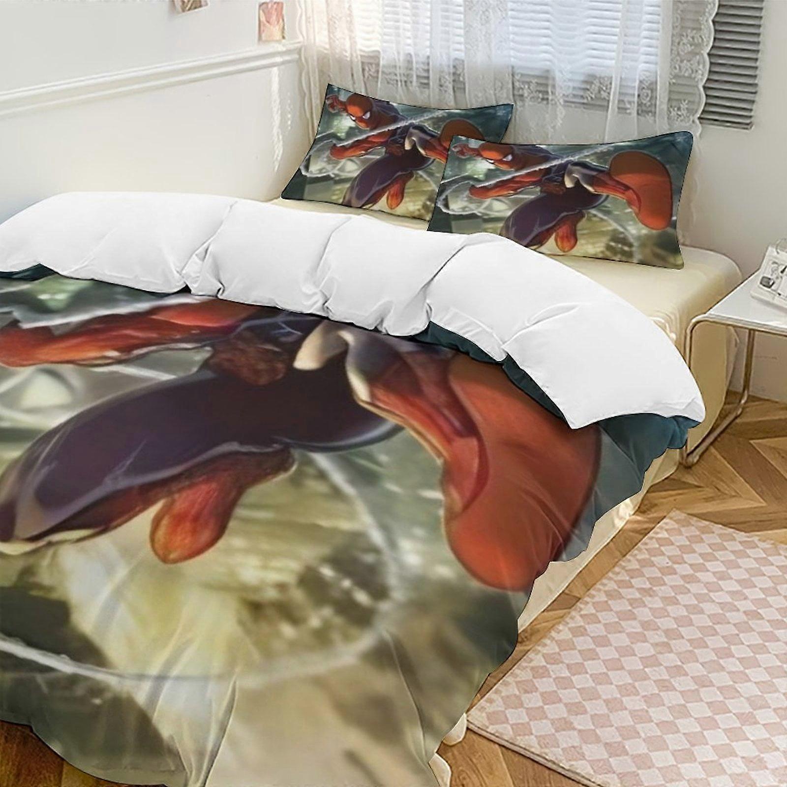 Zm553 Spider Man Bedding Set Comfortable and Lightweight 3-Piece Cartoon Bedding Set (Available in Multiple Sizes) Lc553