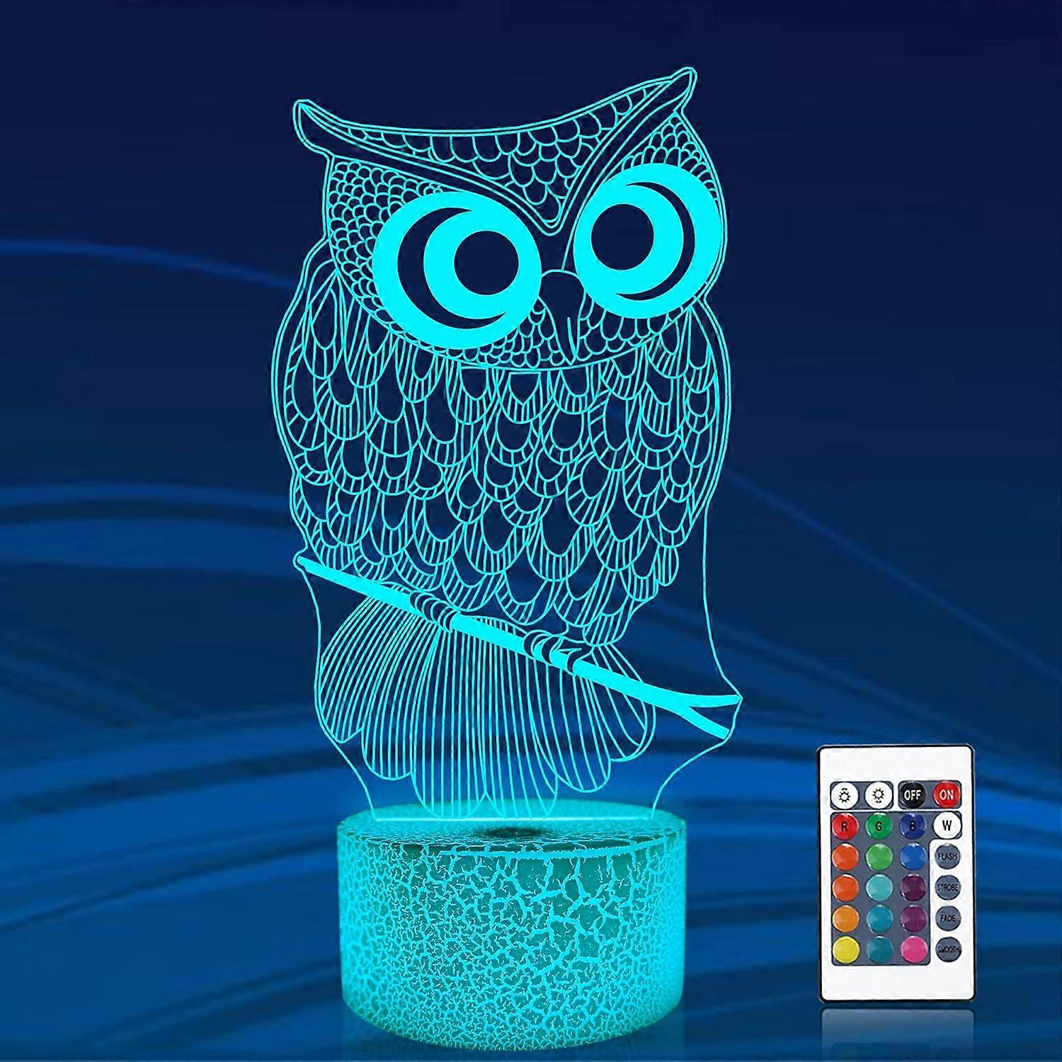 Owl 3D Illusion Lamp, Attivolife Bird Night Light with Remote Control