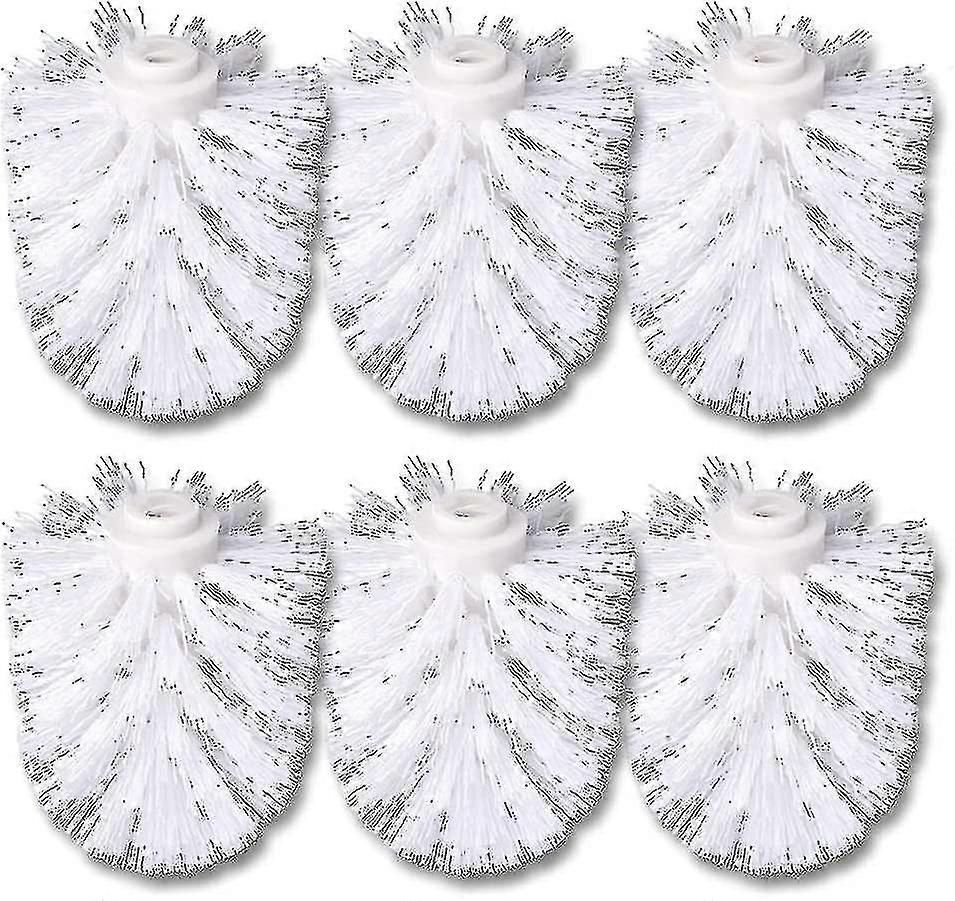 Lot de 6 têtes de brosse de rechange pour toilettes, blanches, diamètre 8 cm