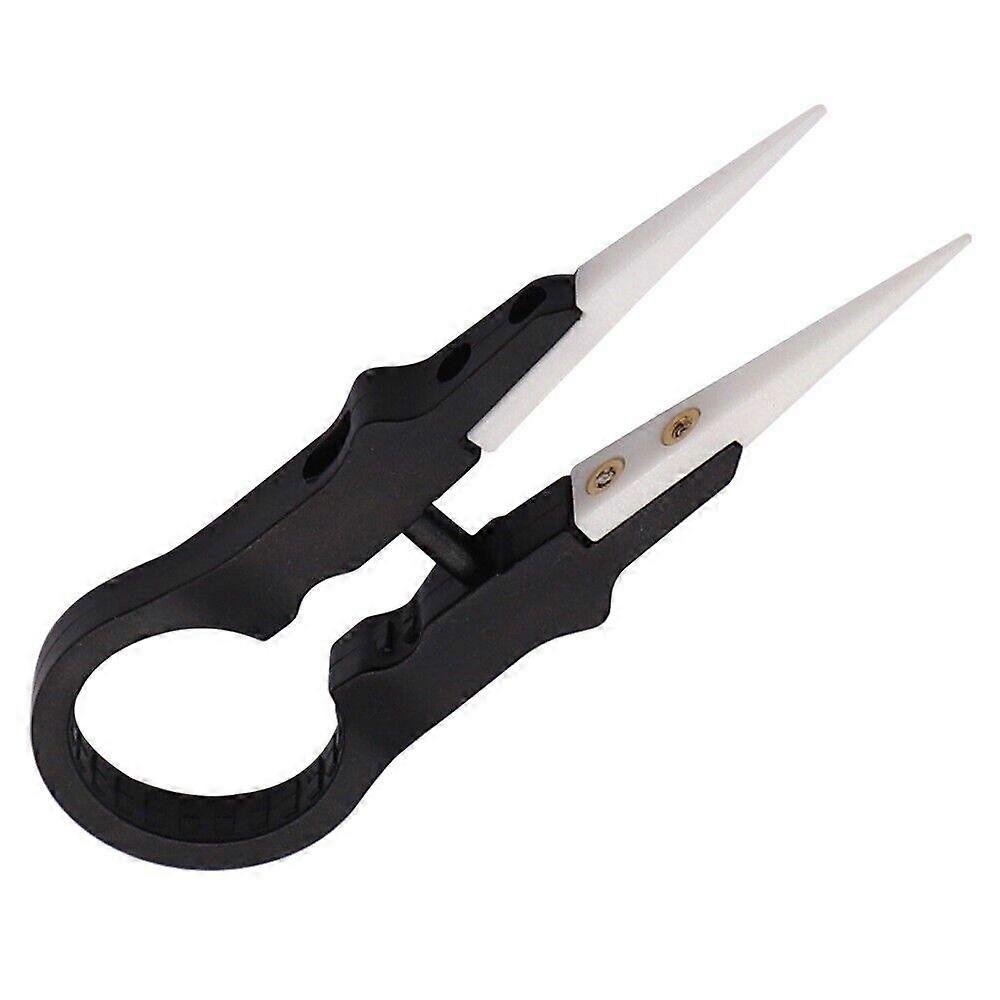 Ceramic Tweezers Ceramic Forceps Insulation Multifunctional Plastic+Ceramic. (black)(1pcs)