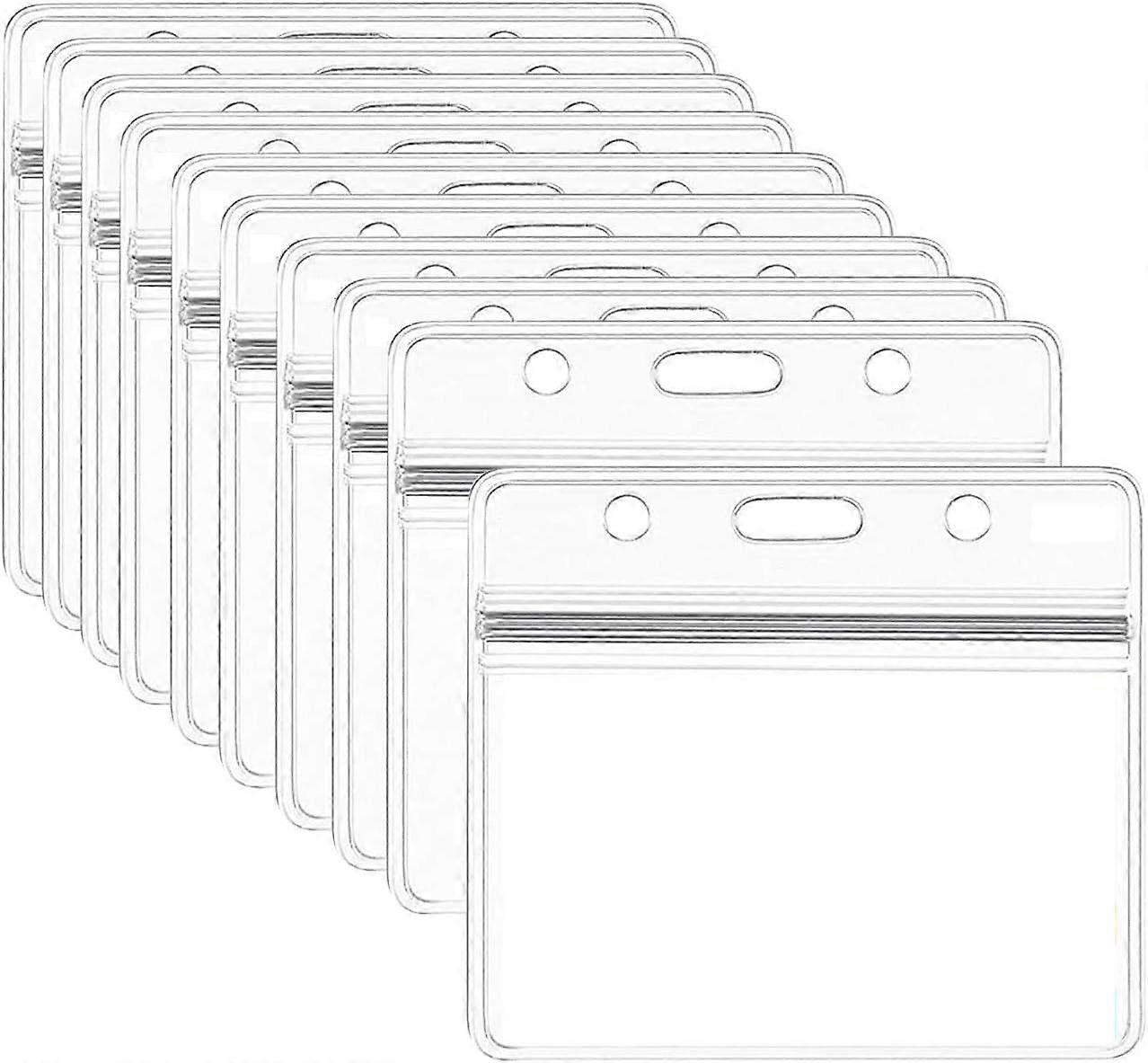 Waterproof Plastic Badge Holders Name Tag Clear Badge ID Card Holders(Clear)(10pcs)