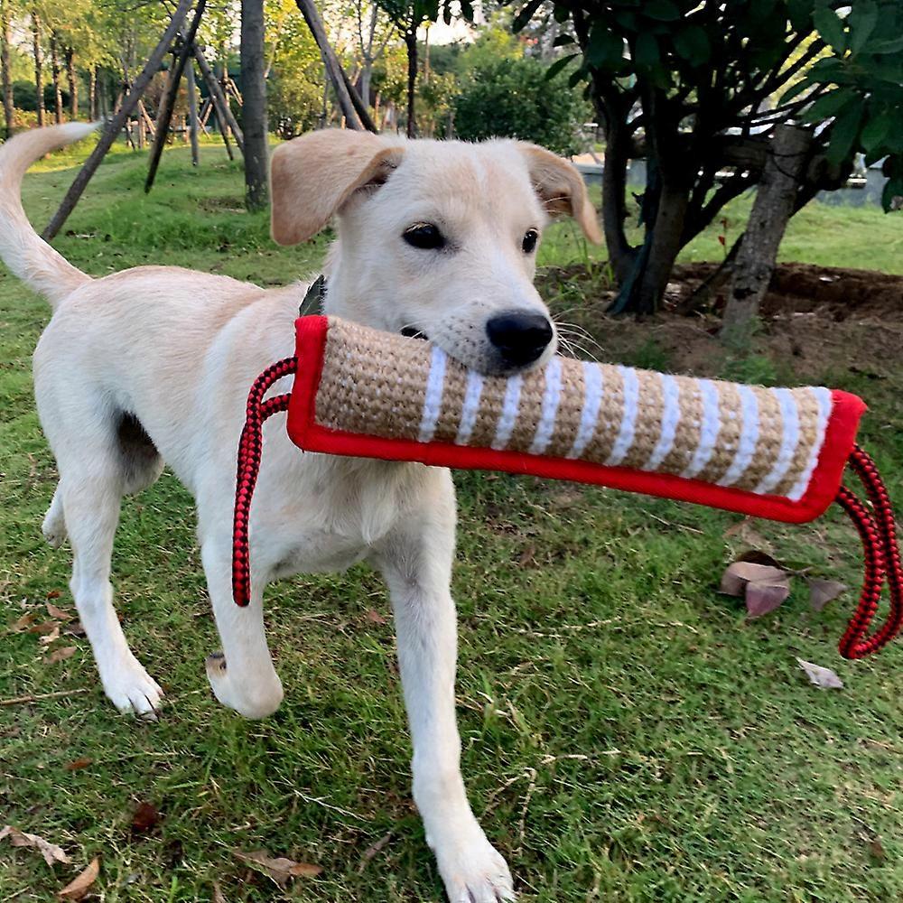 Red Dog Training Bite Pillow Jute Bite Toy Durable Dog Tug Toy Dog Bite Sleeve Stick Training Equipment for Interactive Puppy Play at Home