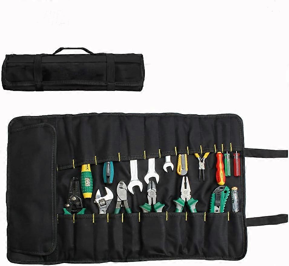 Black - 37 Pocket Tool Bag, Multi-Purpose Tool Bag, Roll Organizer, Portable Tool Pouch, Screwdriver, Roll Wrench, Tool Storage