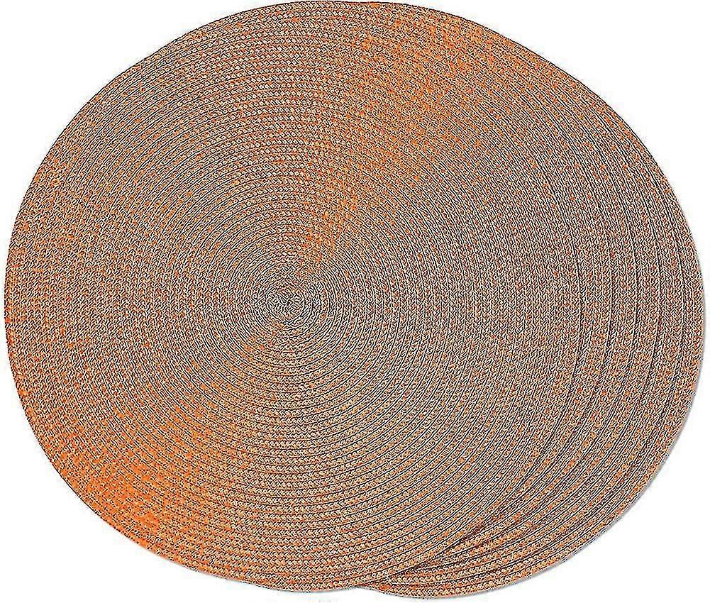 Round Braided Placemats Set Of 6 Table Mats For Dining Tables Woven Washable