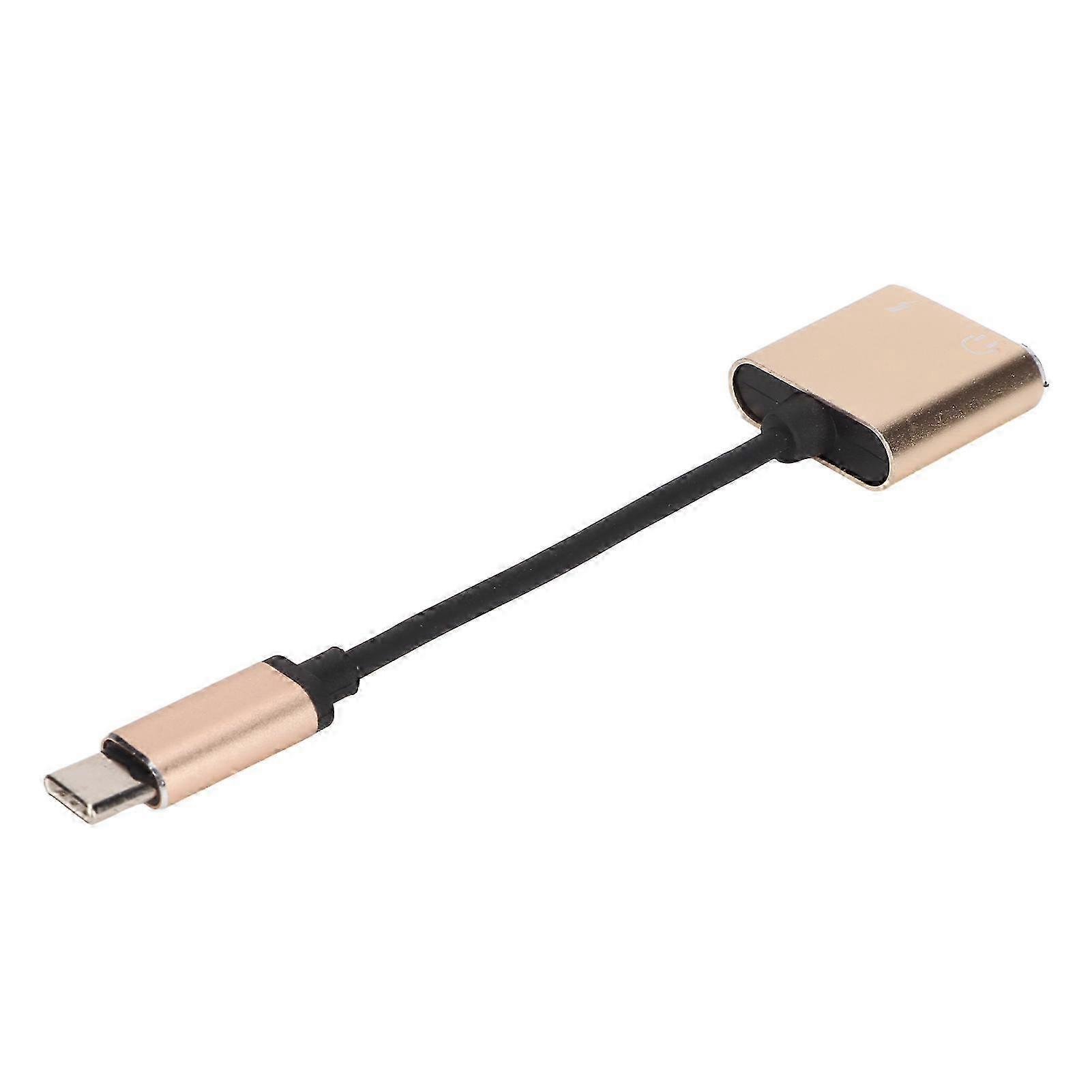 2 in 1 Headphone Adapter Type C to 3.5mm Port Charging Port Mini Portable Earphone ConverterGold