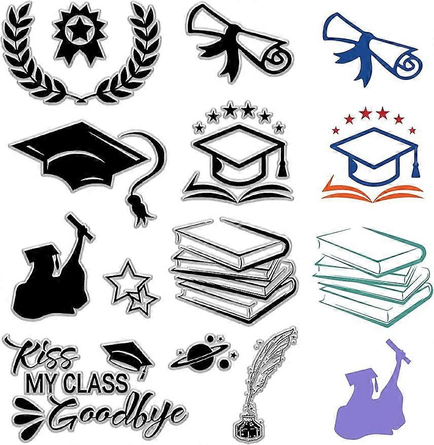 Graduation Cap Certificate Clear Rubber Stamp Vintage Class Goodbye Transparent Silicone Seals Stamp Retro