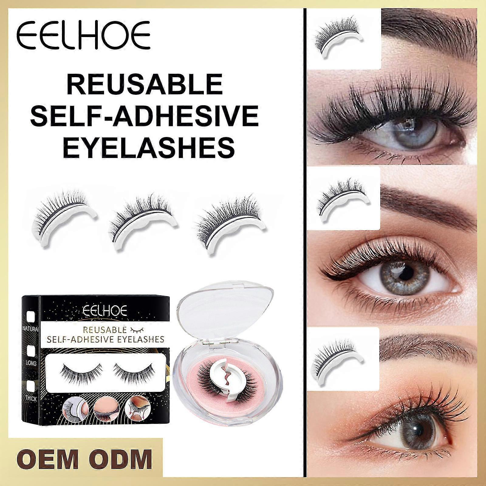 Eelhoe False Eyelashes Natural Thick And Curly False Eyelashes For Double Eyelids With Jelly Gel Strips And Long False Eyelashes A Pair Of Thicker Ver