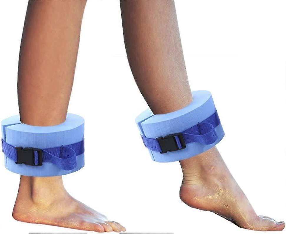Foam Swim Aquatic Cuffs, Water Aerobics Float Ring , Ankles Arms Belts with Quick Release Buckle Set of 2, Blue