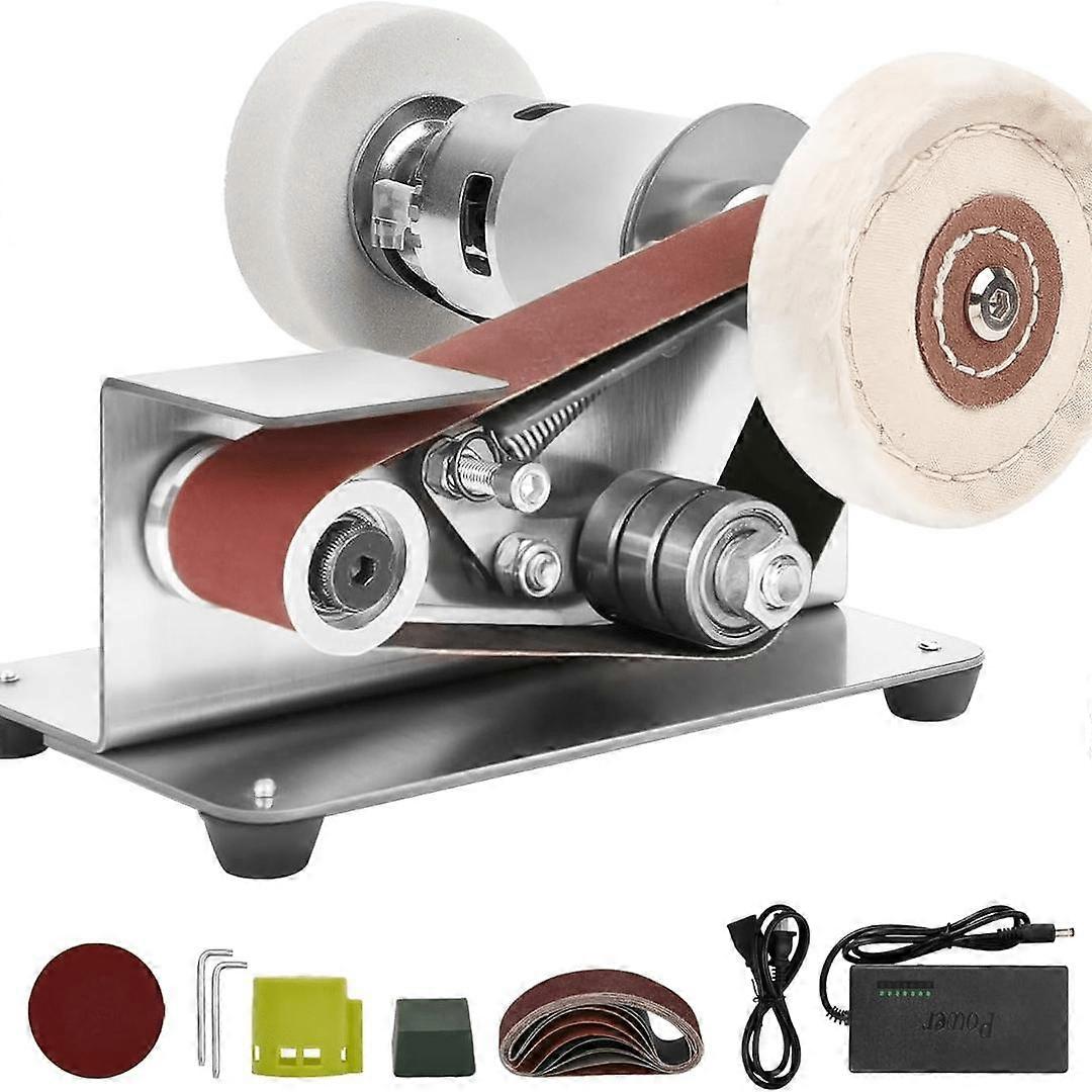 Versatile Mini Belt Sander & Sharpener: 7 Adjustable Speeds, Angle Precision, US Plug - Ideal for Metal & Wood