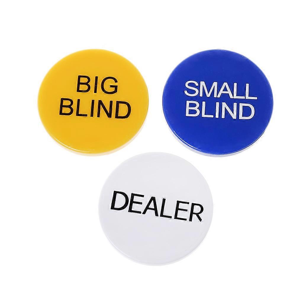 Set De 3 Fichas De Póker – Big Blind, Small Blind Y Dealer, De Melamina, Diámetro 5 Cm