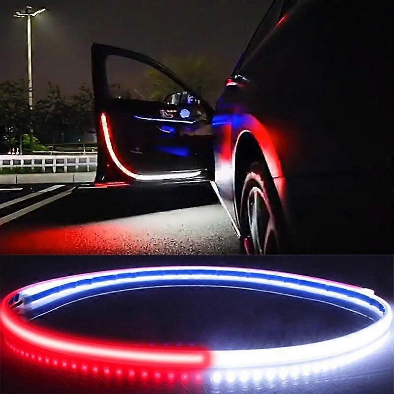 1/2pcs Car Door Decoration Welcome Light Strips Strobe Flashing Light Safety 12V120cm LED Opening Warning LED Ambient Lamp Strip Motor Vehicle Lightin
