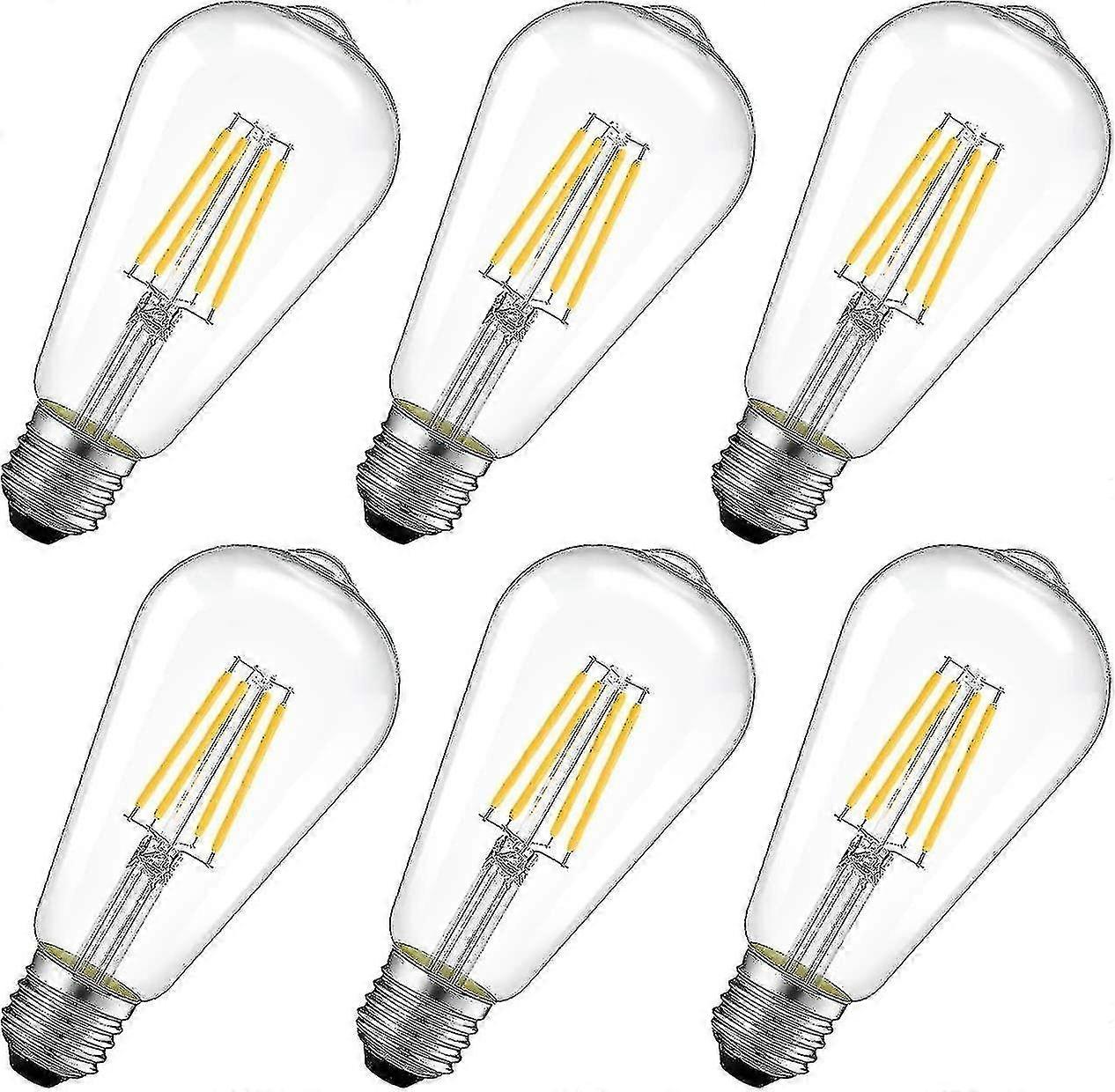 4w Led Filament Bulb E27 St64 Non-dimmable Pack Of 6