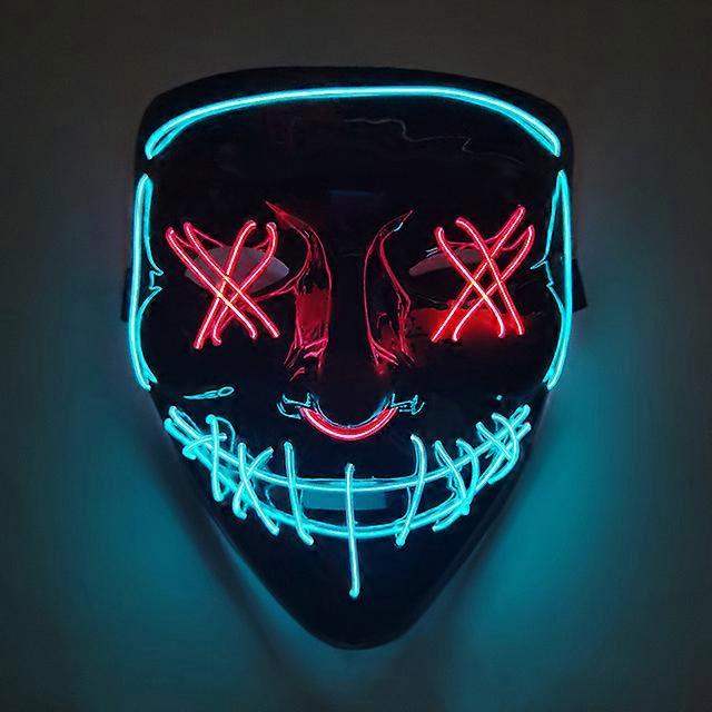 Halloween Neon Mask Mixed Color Led Masks Masque Masquerade Party Horror Masks Glow In the Dark Funny Cosplay Costume Supplies