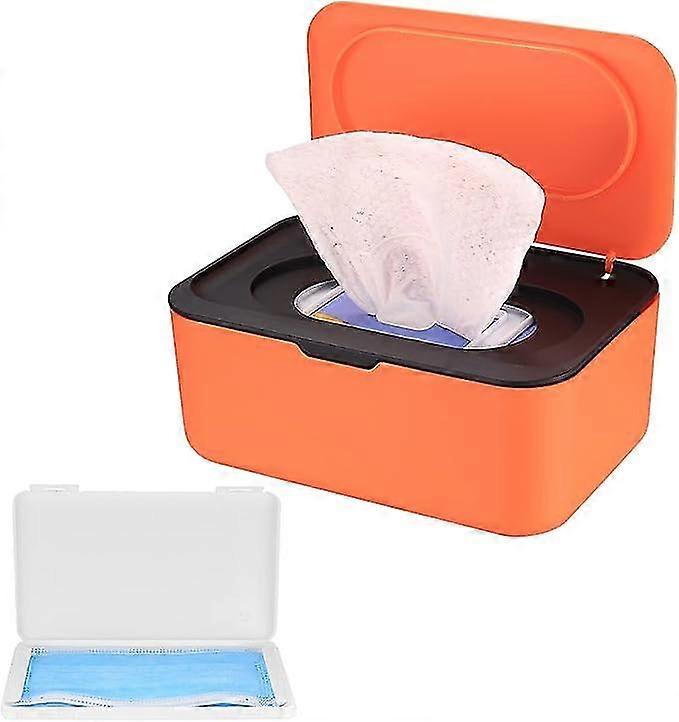 (schwarz orange) Taschentuchbox mit Deckel, staubdichte Wischbox, Taschentuchhalter, Toilettenpapierbox, Serviettenbox