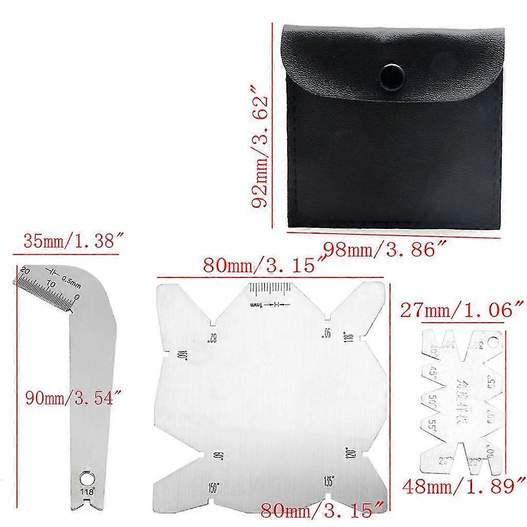 1set/3pcs Drill Bits Angle Gauge Dirll Sharpener Tools S/s Inspection Angle Gage