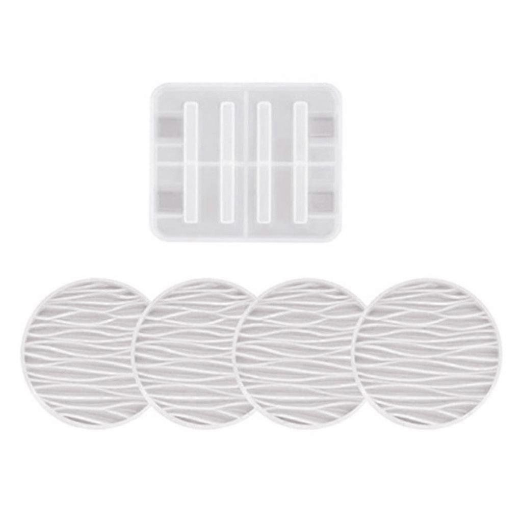 5PCS/Set Different Pattern Silicone Coaster Molds DIY Home Decor Round Square
