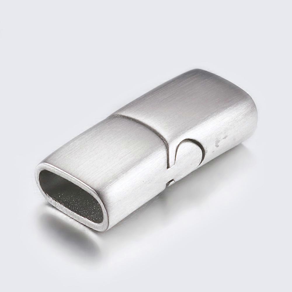Tarnish Resistant 304 Stainless Steel Magnetic Clasps with Glue-in Ends Frosted Rectangle Stainless Steel Color 22.5x10x6mm Hole: 4x8mm