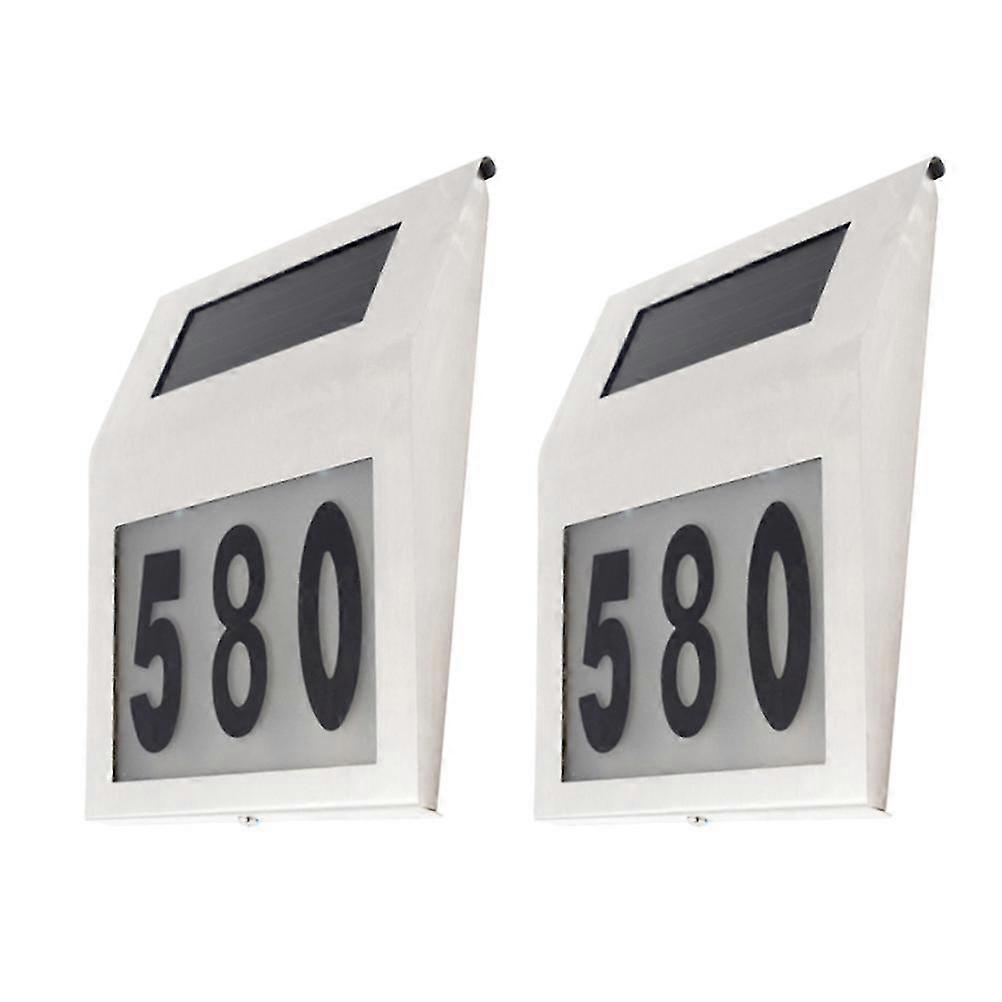 2 Pcs House Number Solar Powered Address Plaque Numbers Home Solar Address Sign Solar Number Lights House