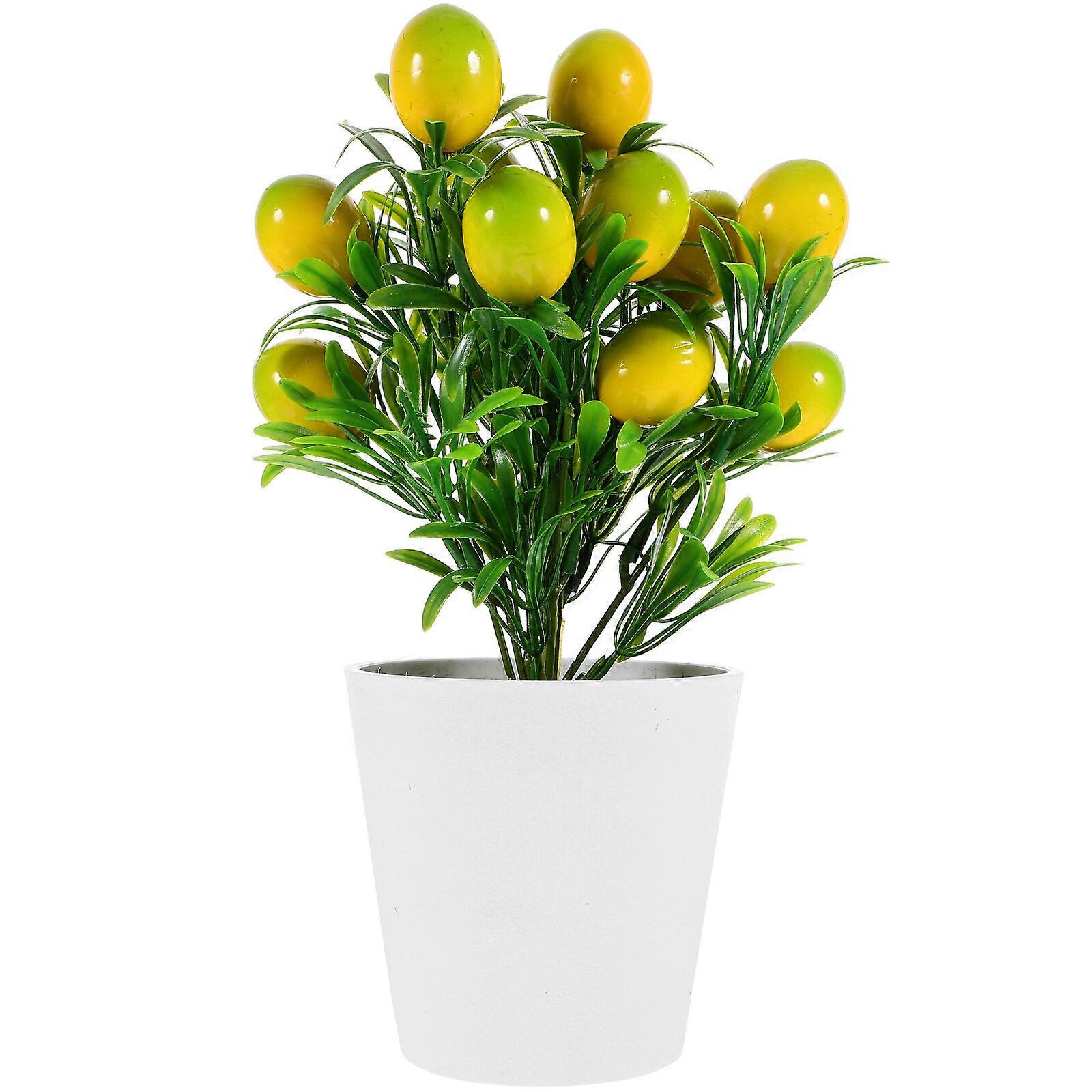 1 Set Artificial Potted Fruit Picks Realistic Lemon Branches Bonsai Artificial Lemon Bonsai