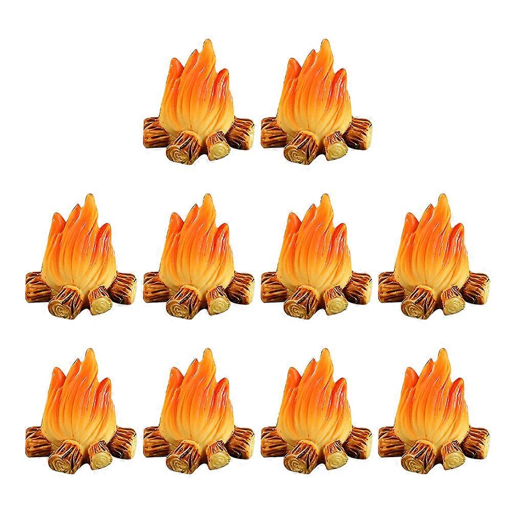 10Pcs Miniature Campfire Model Fire Fake Resin Bonfire Model Miniature Decoration
