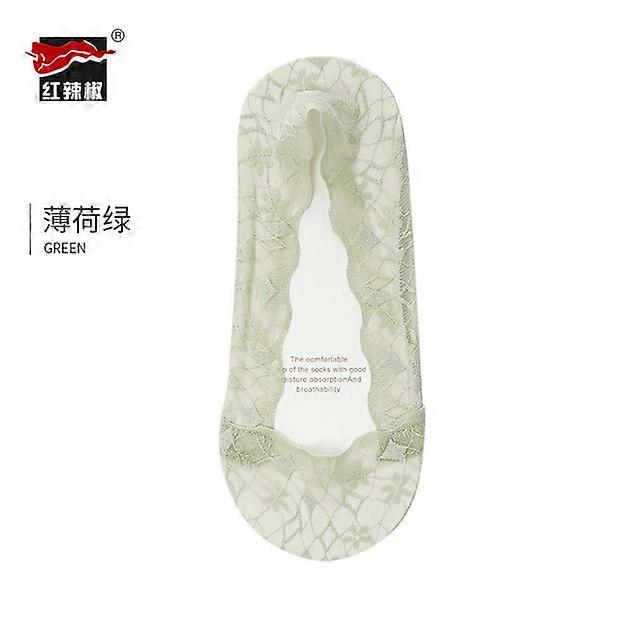 נשים סקסיות וחמודות' s גרביים קיץ קטע דק פה רדוד מגניב סיליקון מונע החלקה תחרה גרביים בלתי נראים - עור כהה, מידה אחת