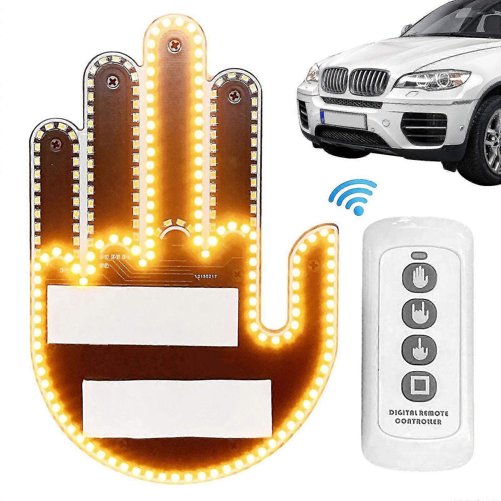 Funny Car Finger Light With Remote, Road Rage Signs Middle Finger Gesture Light