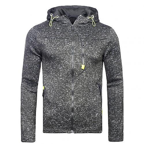 Nice Vogue Men Oodies Ensfarvet hættejakke Med lynlås Langærmet frakke Sweatshirt Top til herre hættetrøjer Tøj