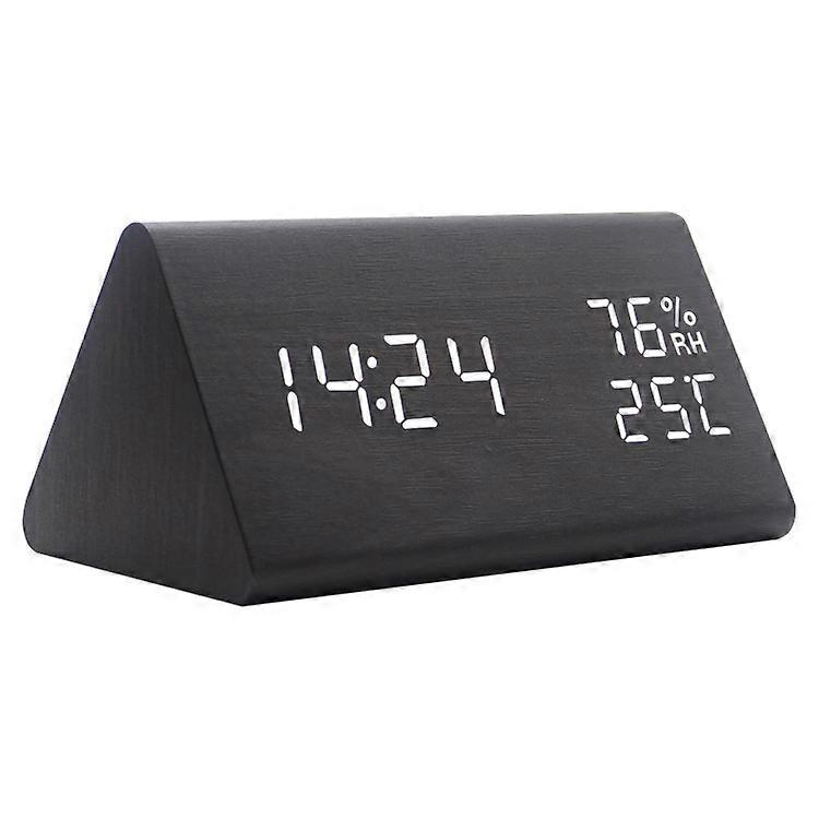 Wooden Alarm Clock with Temperature and Humidity Display - Digital Clock with Date and Time - Modern and Stylish Design - Ideal for Home and Office Dc