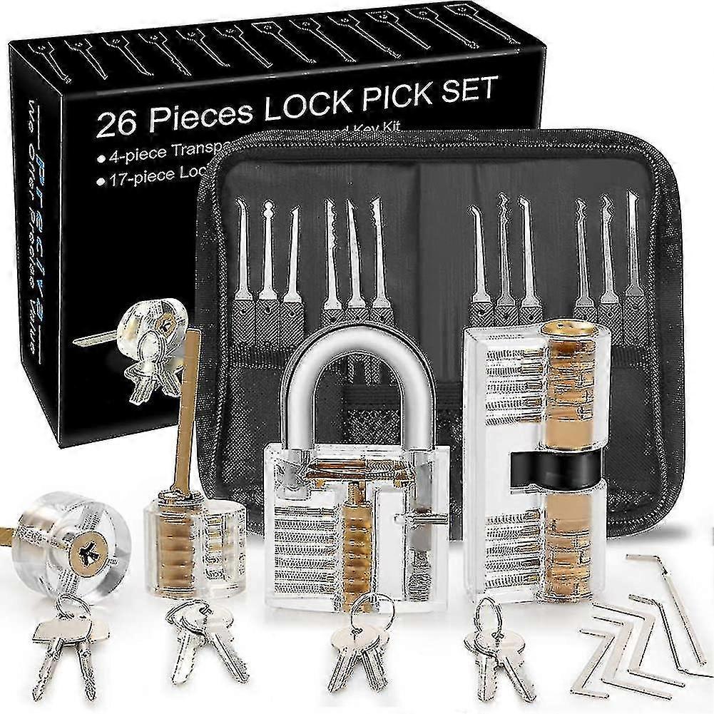 Lock Picking Kit, 25-piece Lock Picking Kit, Practice Tools With 3 Clear Locks