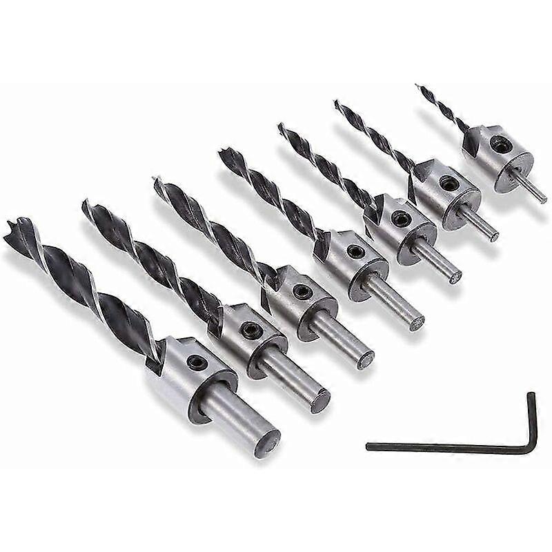7pcs 5 Flute Countersink Drill Bit Wood Countersink Bits Tapered Reamer Carpentry Drill Bit For Woodworking Chamfering 3-10mm