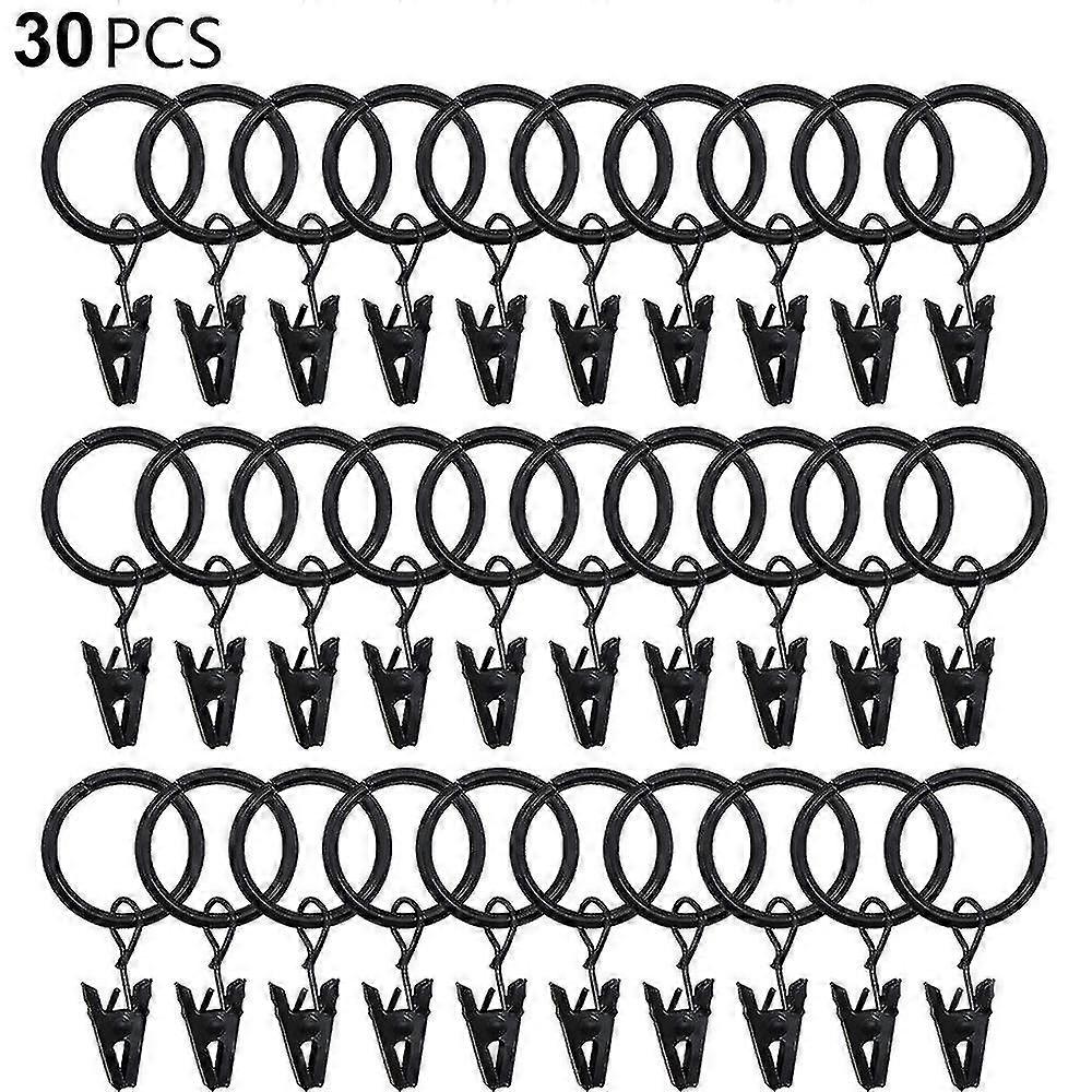 30 Pcs Curtain Rings With Clips, Strong Drapery Clips Hooks On Tension -z
