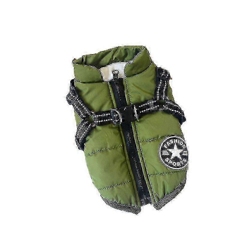 Warm Waterproof Jacket With Harness For Pet Dog Winter Comfy Cotton Apparel Padded Vest