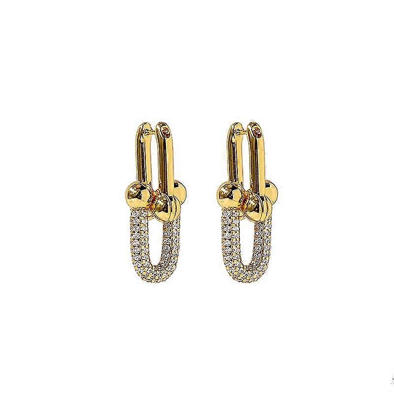 Kvinners Micro Diamond Dobbel Bambus U-formet øredobber