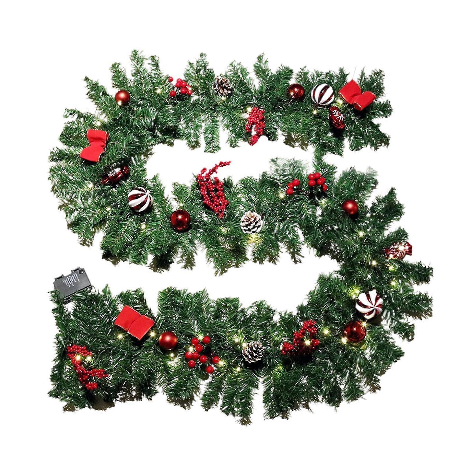 2.7M عيد الميلاد مضاءة إكليل الزينة معلقة لجدار الموقد السلالم